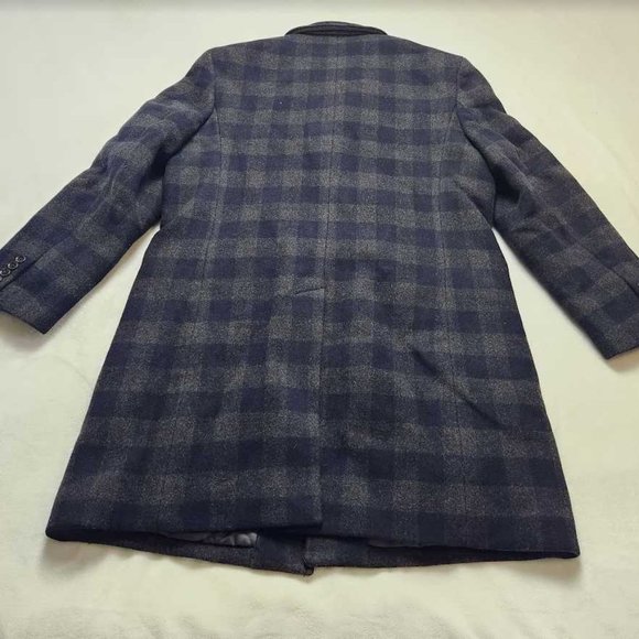 NEW MENS 46R J CREW LUDLOW TOPCOAT IN NAVY GREY PLAID WOOL BLEND TOP COAT - Picture 9 of 16